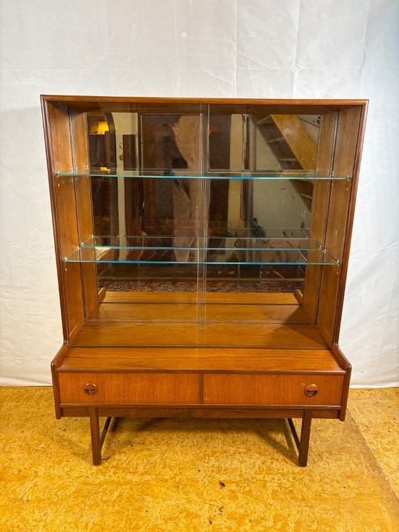 Image 1 of Mid-Century Vintage Turnidge of London Teak Display Cabinet (1960s–1970s)  A stunning Mid-Century Modern teak display cabinet by