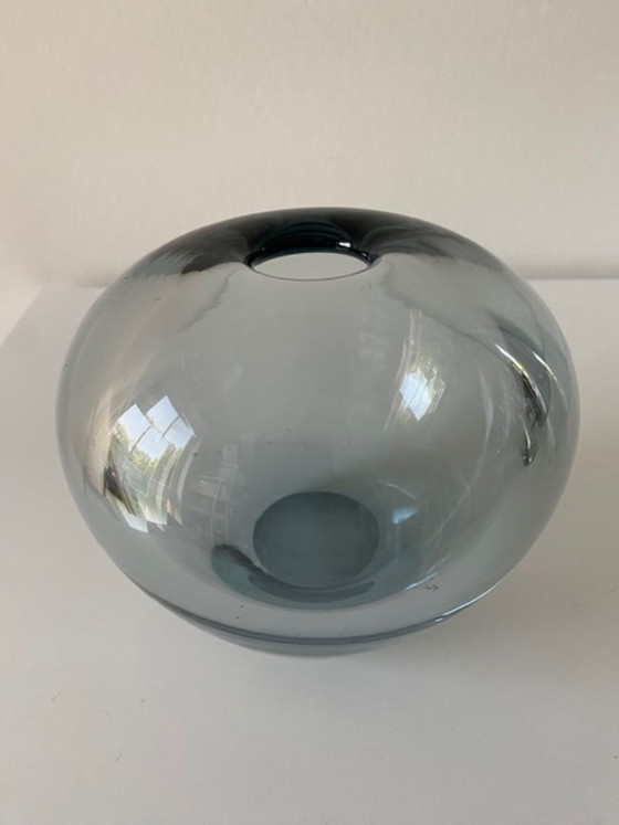 Holmegaard Denmark Per Lutken 1962 Rare Beautiful Blue Vase "Rondo" – Glass (photo 6 of 6)