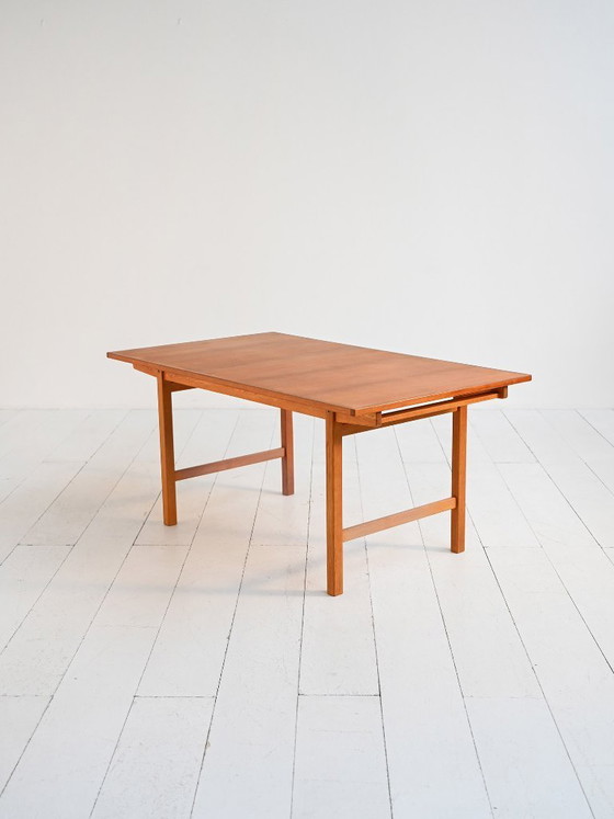 Image 1 of Table de salle à manger extensible scandinave en teck et chêne, années 1960