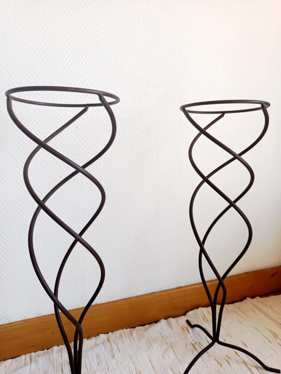 Image 1 of 2x porta piante in ferro battuto ritorto 1970