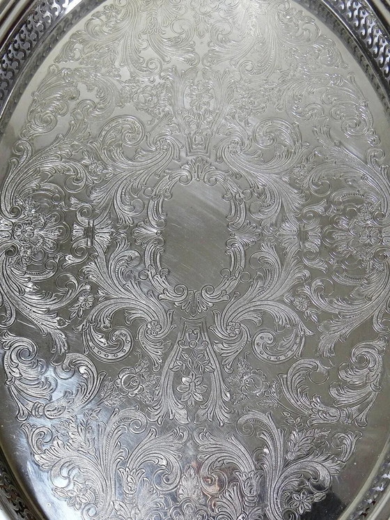 Grande vassoio argentato Alexandre Gelb Paris, vintage anni 1960-1970., Accessori da tavola, Metallo (foto 8 di 15)