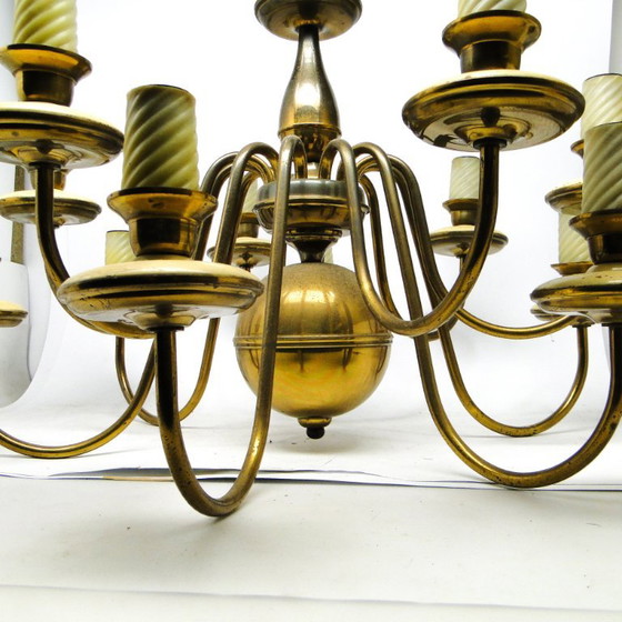 Vintage Metal Chandelier, Poland, 1980s – Brass (photo 8 of 13)