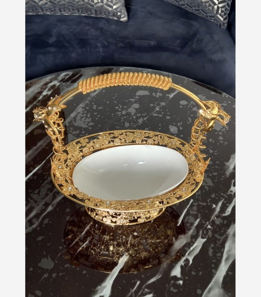 Service de table de luxe en métal et céramique – Comme neuf