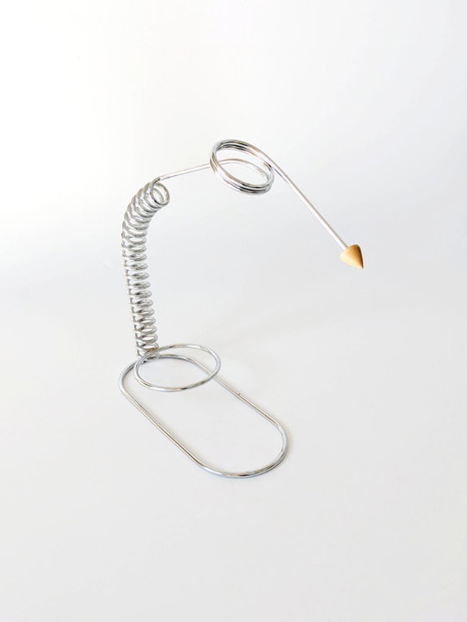 Memphis Style Chrom Weinflaschenhalter | 1980s Postmoderne Barware