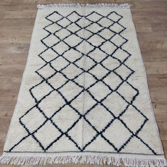 Image 1 of Authentiek Beni Ourain tapijt 200 x 133 cm – Handgemaakt Marokkaans wollen tapijt