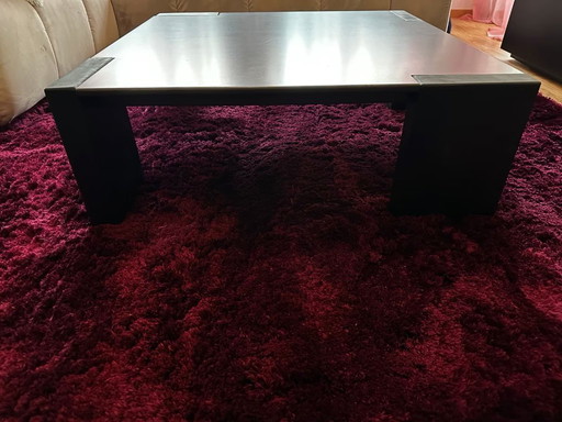 Mesa auxiliar de madera de hierro ZEUS, 117x117cm, color negro.