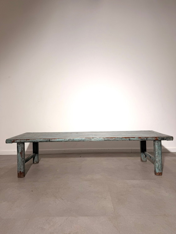 Table basse ancienne – Turquoise vieilli – Tables basses, Wood (photo 2 of 5)