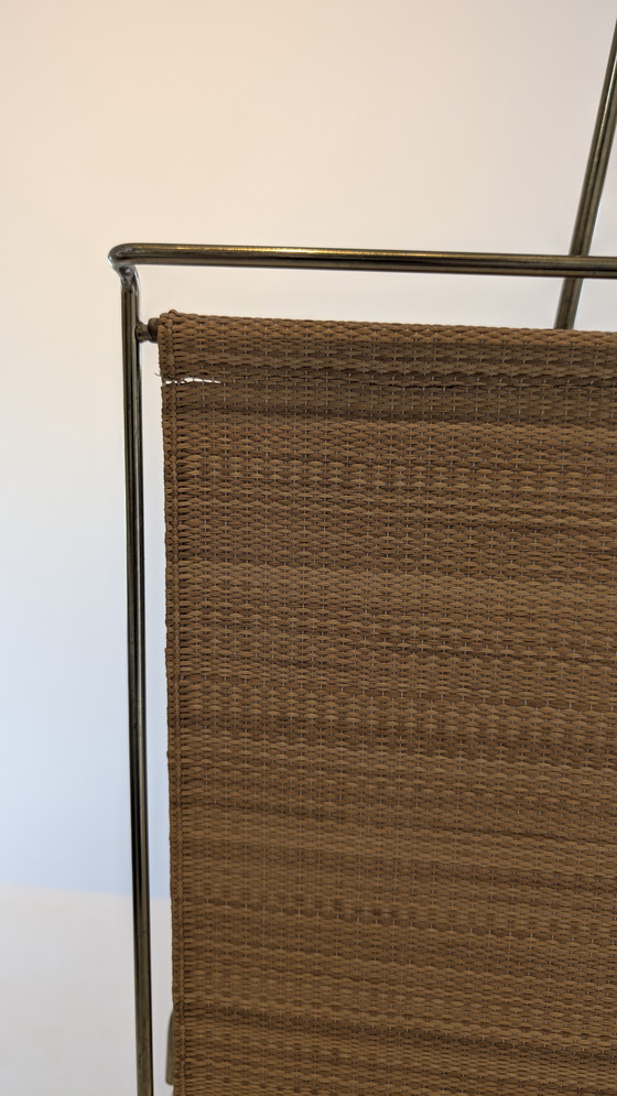 Image 1 of Swedish brass and raffia fabric magazine rack - 1960's