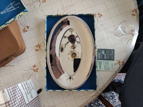 Vintage Silver Stainless Steel Tray in New Condition, Jean cuozon, Table accessories, rvs (photo 2 of 5)