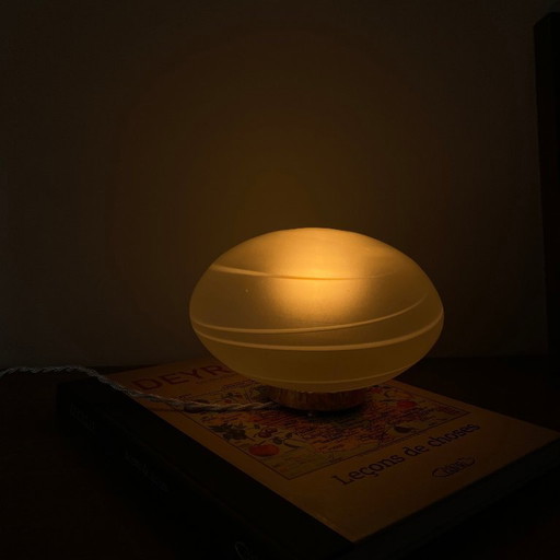 Lampada da scrivania vintage in vetro antico e base in ottone