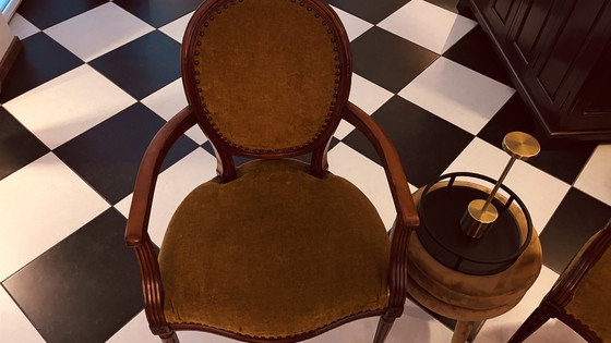 Two chairs from Hotel des Indes by designer Jacques Garcia, Armchairs, Velvet, Wood, Brown (photo 5 of 6)