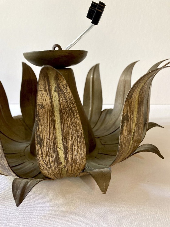 Image 1 of Ceiling light, Hans Kögl, sunflower model in gilded metal, 1950s