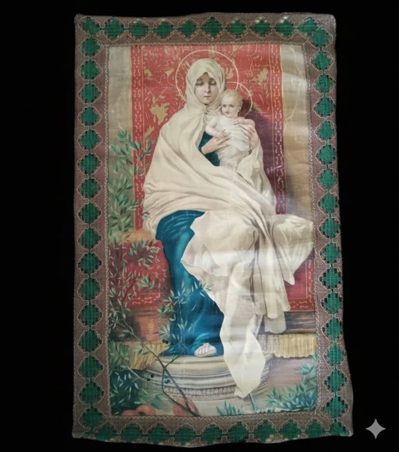 Image 1 of Banner mit Madonna und Kind aus den frühen 1900er Jahren