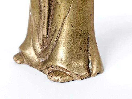 Image 1 of Coppia di statuette vintage in ottone raffiguranti il ​​Buddha sorridente | Decorazione Feng Shui Hotei Budai