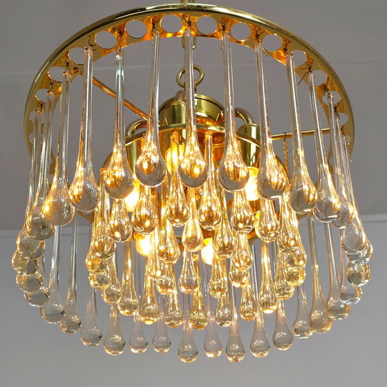 Image 1 of Vintage Palwa kroonluchter teardrop messing mid century