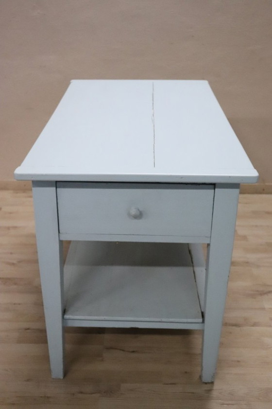 Image 1 of Table de cuisine ou de travail en sapin laqué bleu, Italie, fin du XIXe siècle