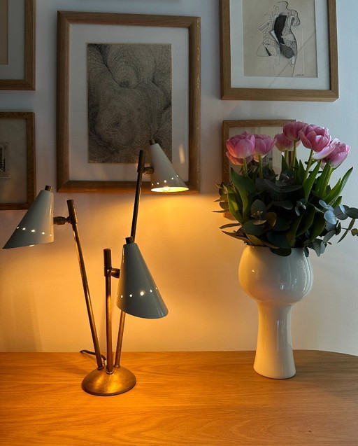 Italian three-headed brass lamp, 1950s design – tafellampen, Metal