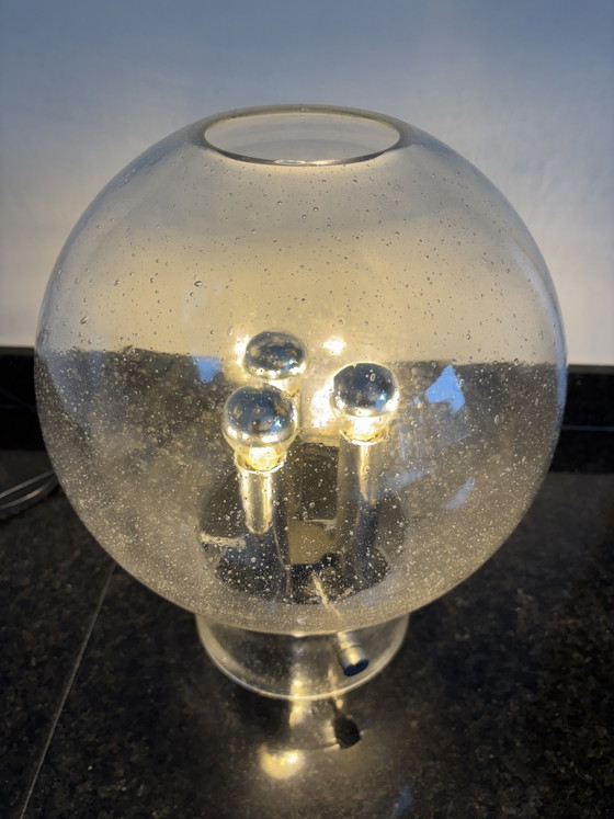 Vintage Glashütte Limburg Table Lamp Bubble Glass 1970s (photo 8 of 8)