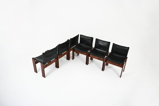 Esszimmerstühle „Monk“ von Afra & Tobia Scarpa für Molteni, 1970er Jahre, 6er-Set – eetkamerstoelen, Leather (photo 2 of 11)