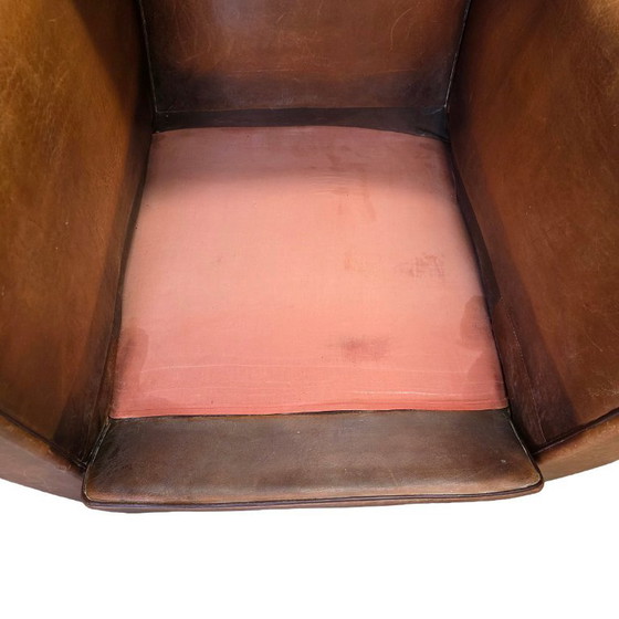 Image 1 of French Art Deco style leather club armchairs, 1950s/60s
