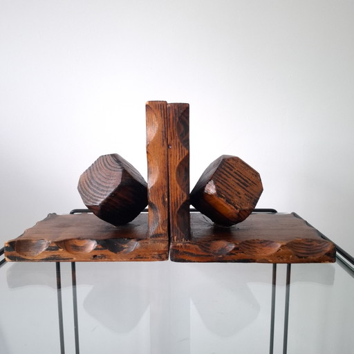 Set di fermalibri vintage in legno in stile Art Déco, anni '30/'40. – decoratieve objecten, Wood