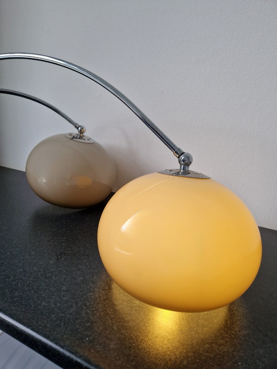 Image 1 of Vintage Dijkstra dubbel arc mushroom wandlamp chroom