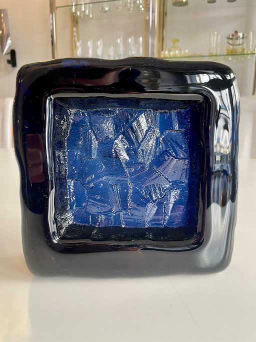 Eckige Schale aus mundgeblasenem Glas von Göte Augustsson für Ruda Schweden 