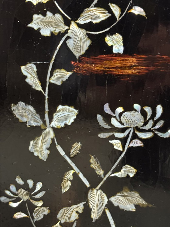 Image 1 of 'The Four Seasons' - Set of Four Vietnamese Lacquer Panels with Mother-of-Pearl Inlay, Vietnam, 1970s.