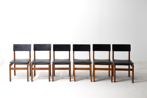 Mid-Century Set of 'Abstracta' Chairs by De Jos De Mey – eetkamerstoelen, Leather (photo 2 of 15)