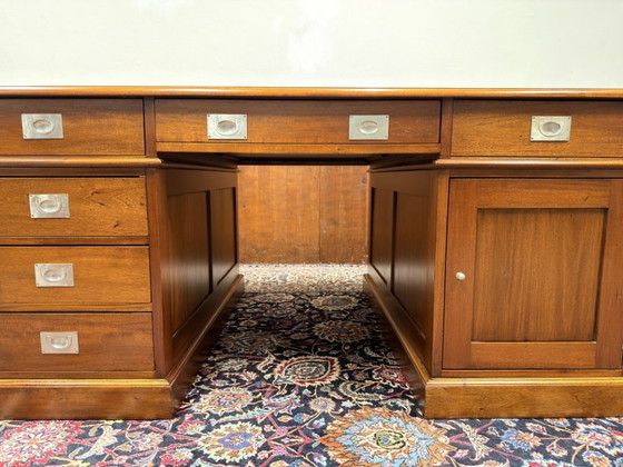 Grande Scrivania Chesterfield Inglese Classica Partner Desk – Scrivanie, Leather, Metal (photo 10 of 20)