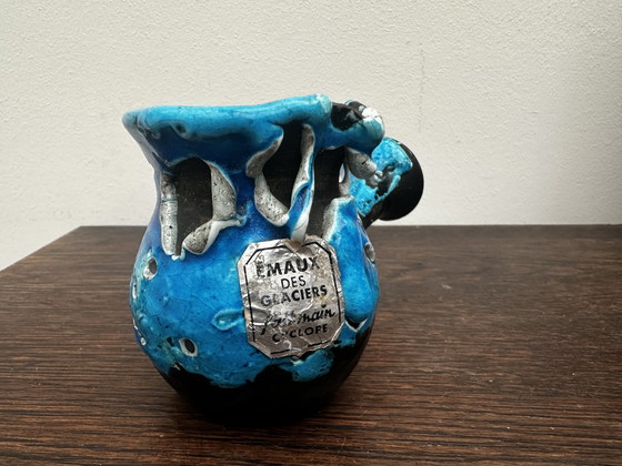 Image 1 of Vintage decoratieve kan - Keramiek Émaux des Glaciers Atelier du Cyclope Annecy