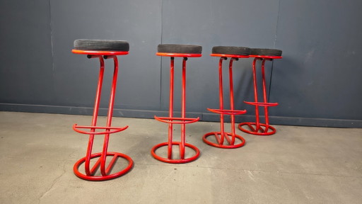 Barhocker im Memphis-Stil, 1980er Jahre – 4er-Set