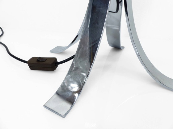 Image 1 of Lampvoet van verchroomd staal met vier poten, in de stijl van het ruimtetijdperk uit de jaren 70