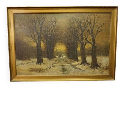 Painting "Winter Landscape". – schilderijen tekeningen, Wood