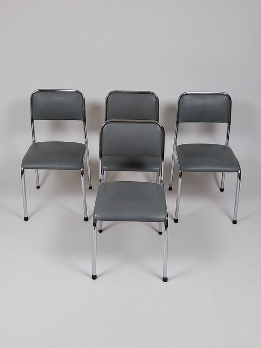 4 x Chaises Vintage en cuir Skai, 70s - 80s