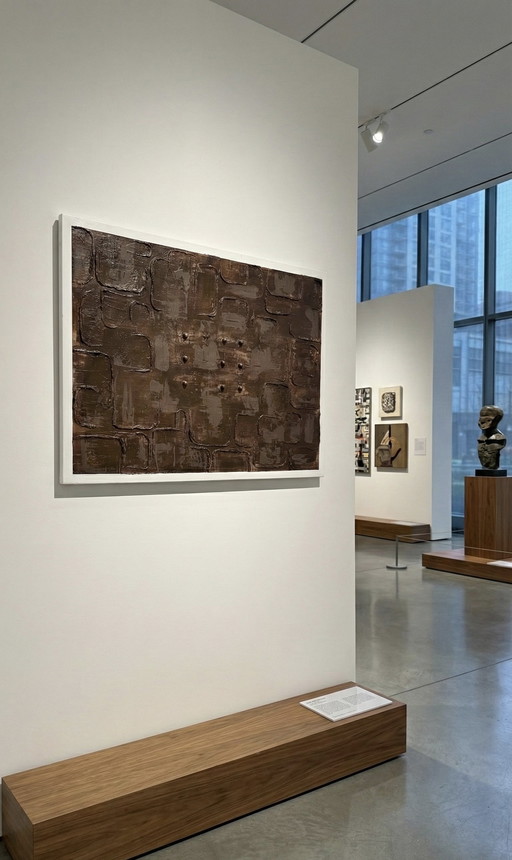 Dipinto minimalista strutturato – "Three Dots" di Romao RB – Stile giapponese Wabi Sabi