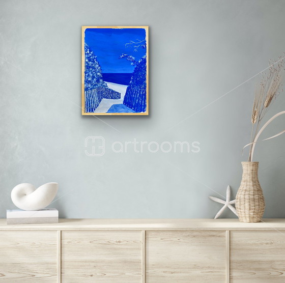 Image 1 of Ultramarine blue gouache on 250g natural paper.
Size 40x30cm.