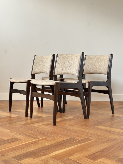 Set 4 vintage stoelen Erik Buch Deens Design jaren 50/60/70