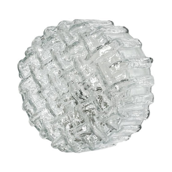 Image 1 of Hillebrand Leuchten 5222 Plafond Weave IJsglas Duitsland jaren 70