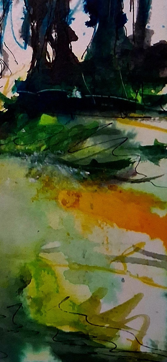 Image 1 of Old trees in the Spring,watercolor and ink on watercolor paper