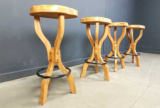 Image 1 of Mid century brutalist bar stools, 1960s - set of 4