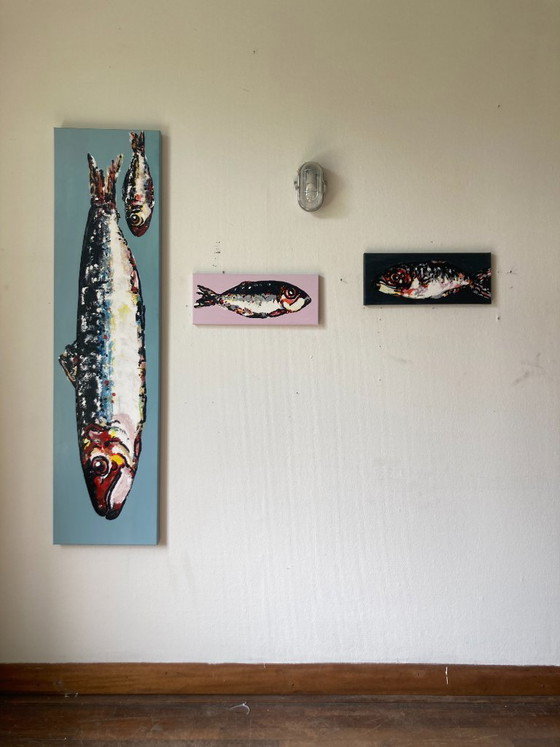 Painting of mother and child fish – Paintings & Drawings, Canvas, Aluminium (photo 5 of 5)