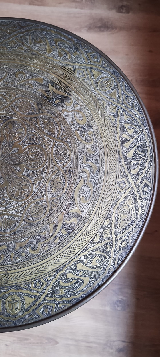 Image 1 of Antique side table with copper top