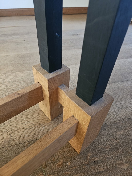 Image 1 of Mesa auxiliar/de recibidor de diseño exclusivo – 100% roble macizo – Art Déco holandés y Escuela de La Haya
