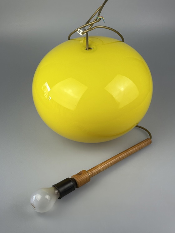 Image 1 of Lampada da soffitto in teak degli anni '60/'70 di Uno &amp; Östen Kristiansson per Luxus Sweden