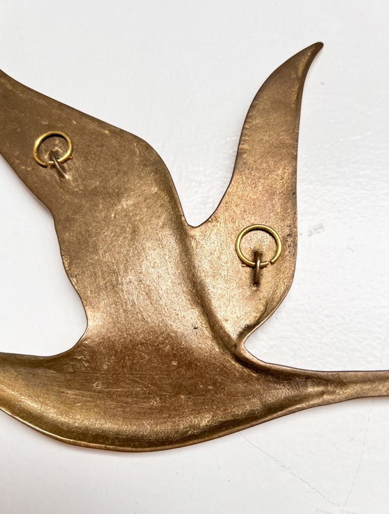 Image 1 of Vintage brass wall birds from the 1960s