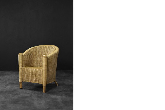 Image 1 of Vintage Italiaanse moderne Boho rotan stoel uit het midden van de eeuw, jaren 70