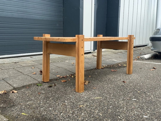 Image 1 of Reconstructie mahoniehouten foyertafel Frankrijk jaren 1960 stijl Jean Prouvé