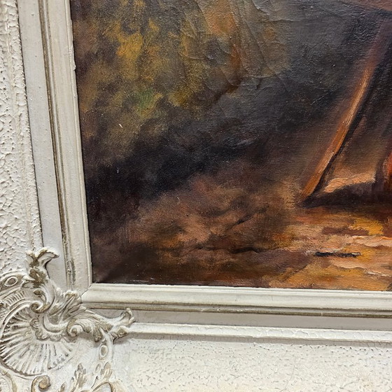 Image 1 of Ölgemälde „Mutter mit Kindern“, J. Braun, Mitte des 20. Jahrhunderts