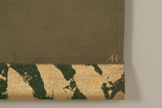 Image 1 of Painted canvas depicting a brown-coated Indian horse in profile. Contemporary.